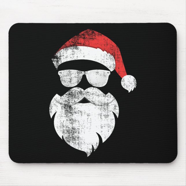 Tapis De Souris Fun Hipster Père Noël Visage avec Casquette Beauté (Devant)