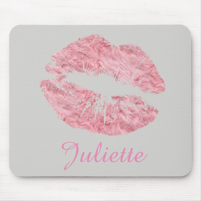 Tapis De Souris Fun Rose Rose Lipstick Lipstick Bouche (Devant)
