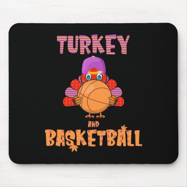 Tapis De Souris Fun Thanksgiving Turquie joue Basketball Tee Men B (Devant)