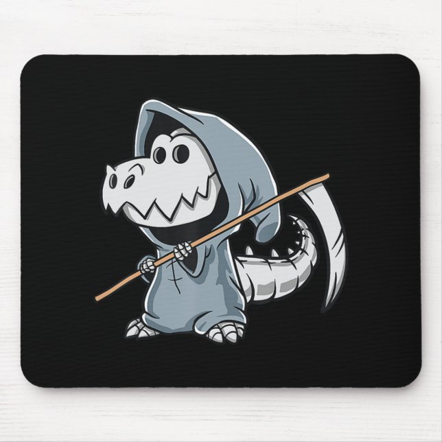 Tapis De Souris Fun TRex Skeleton Dino Grim Reaper Dinosaur Hallow (Devant)