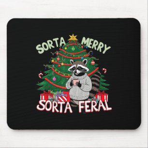 Tapis De Souris Funky Noël Raccoon Sorta Merry Sorta Père Noël Fe