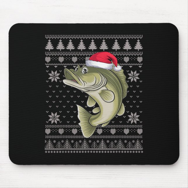 Tapis De Souris Funky Walleye Fish laide Sweater de Noël Père Noël (Devant)
