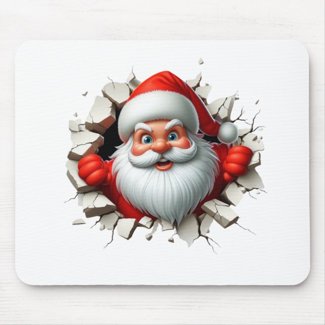 Tapis De Souris Funny 3D Santa Claus Christmas Holiday Design (Devant)