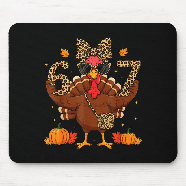 Tapis De Souris Funny 6 7 Thanksgiving Leopard Bow Turkey Six Seve (Devant)