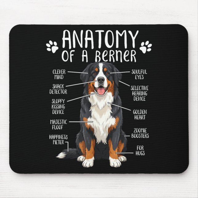 Tapis De Souris Funny Anatomy Bernese Mountain Dog Cute Berner Lov (Devant)