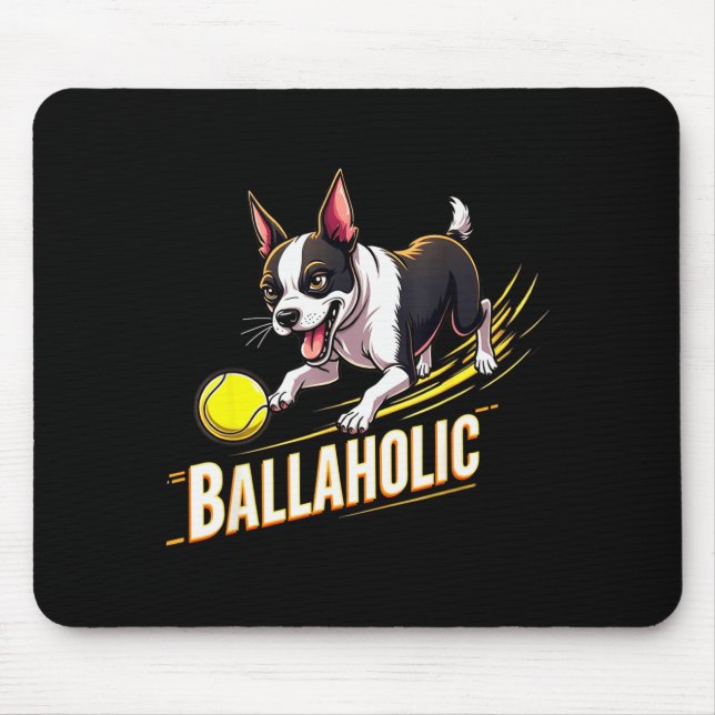 Tapis De Souris Funny Ballaholic Boston Terrier Dog Chasing Bostie (Devant)