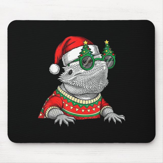 Tapis De Souris Funny Bearded Dragon Santa Hat Christmas  (Devant)