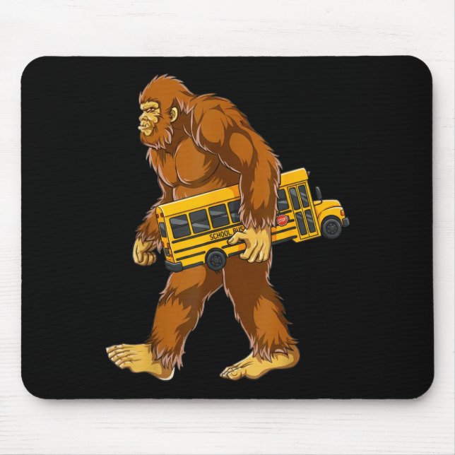 Tapis De Souris Funny Bigfoot Bus Driver Sasquatch School Bus Love (Devant)