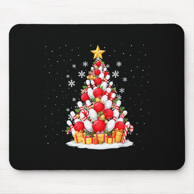 Tapis De Souris Funny Bowling Christmas Tree Lights Xmas For Men & (Devant)
