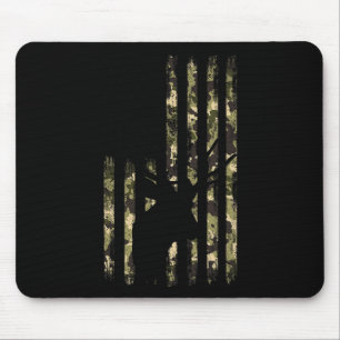 Tapis De Souris Funny Camouflage Usa Drapeau blanc Buck Deer Hunt
