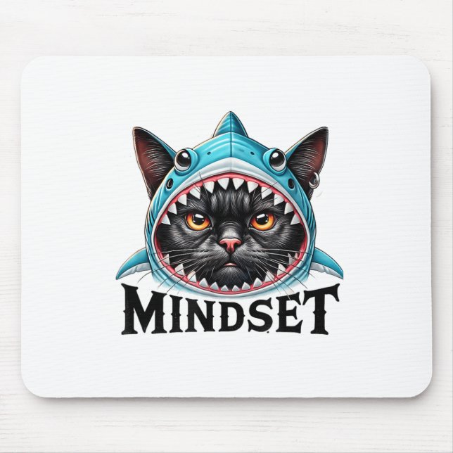 Tapis De Souris Funny Cat, Mindset Motivational Saying, Shark  (Devant)