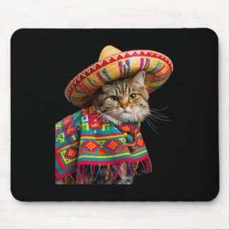 Tapis De Souris Funny Chat Mexicain Sombrero Poncho Cinco De Mayo