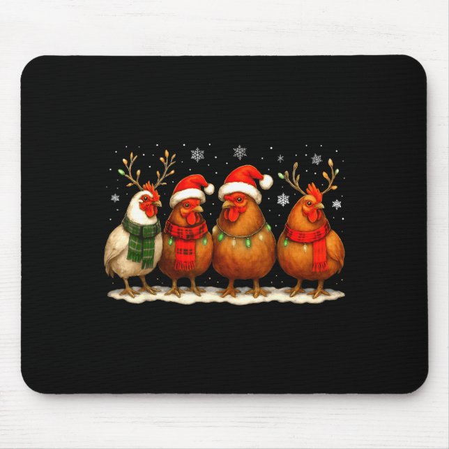 Tapis De Souris Funny Chicken Christmas Lights Farm Animal Cute Xm (Devant)