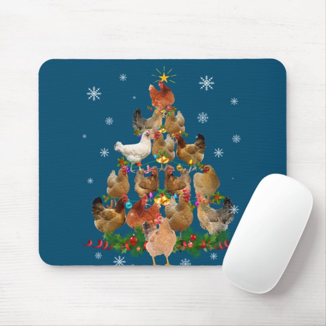 Tapis De Souris Funny Chicken Christmas Tree Pet Chicken Lover (Avec souris)