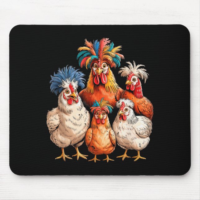 Tapis De Souris Funny Chicken Family Colorful Farm Animal  (Devant)