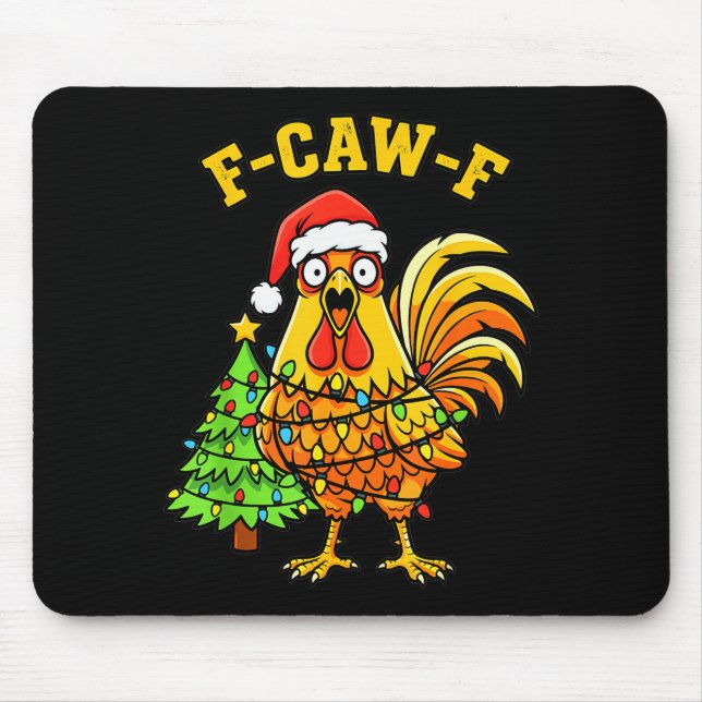 Tapis De Souris Funny Christmas Chicken Lights Santa Hat F-caw-f  (Devant)