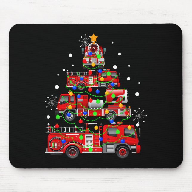 Tapis De Souris Funny Christmas Decor Firefighter Truck Christmas  (Devant)