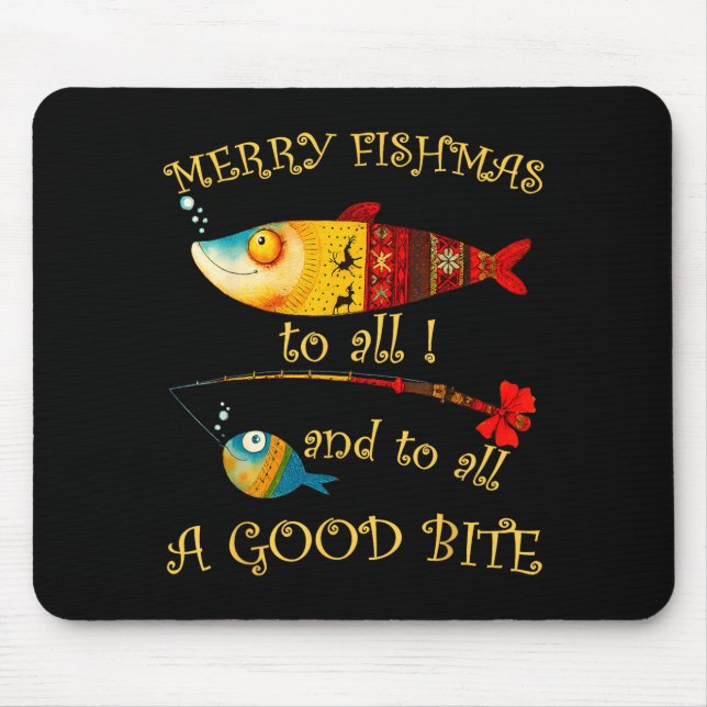 Tapis De Souris Funny Christmas Fisherman's Merry Fishmas To All F (Devant)