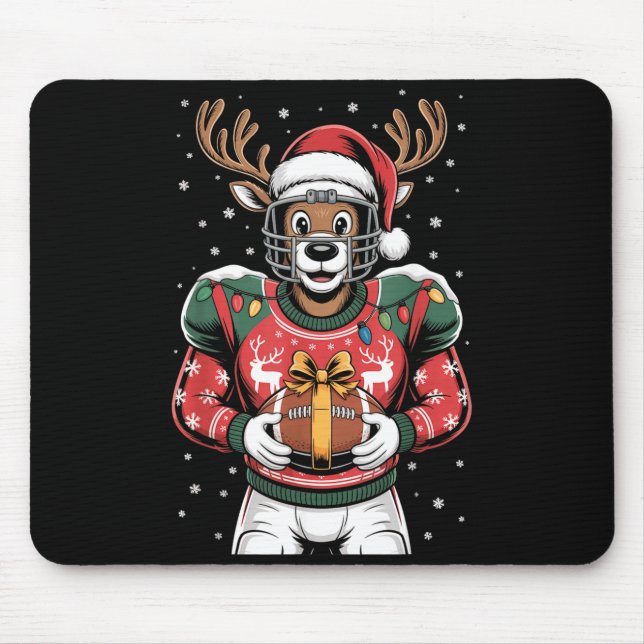 Tapis De Souris Funny Christmas Football Reindeer  (Devant)