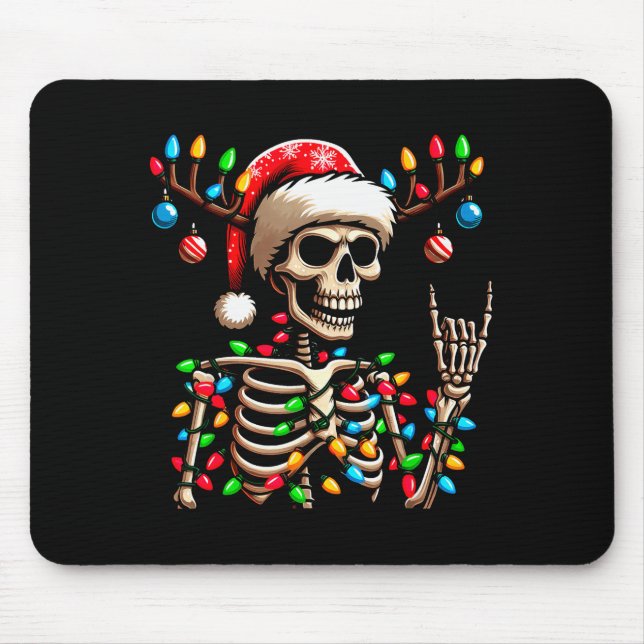 Tapis De Souris Funny Christmas Skeleton Santa Hat Xmas Vibes For  (Devant)