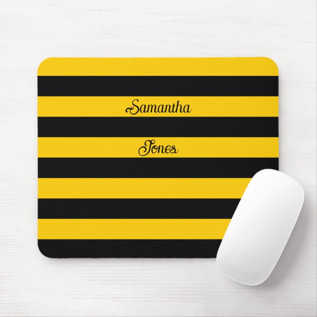 Tapis De Souris Funny Classic Bumble Bee Stripes Motif rayé (Avec souris)