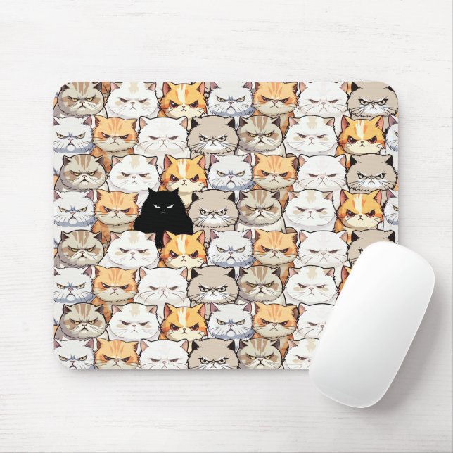 Tapis De Souris Funny coloré Moody Meow Cats Kitten Motif animal (Avec souris)