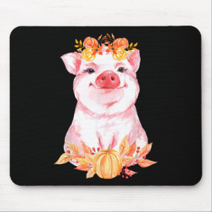 Tapis De Souris Funny Cute Cochon Floral Automne Automne ferme Ani