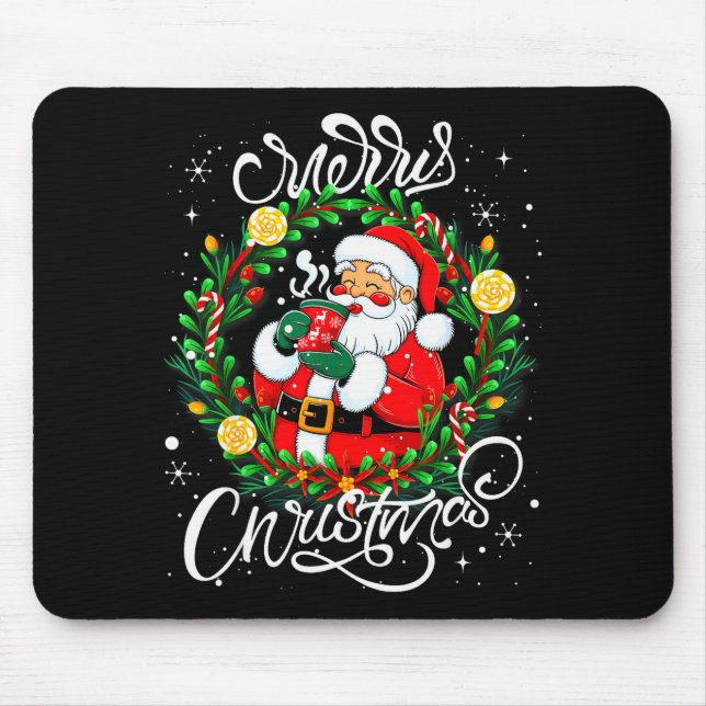 Tapis De Souris Funny Cute Santa Claus Merry Christmas Men Women K (Devant)