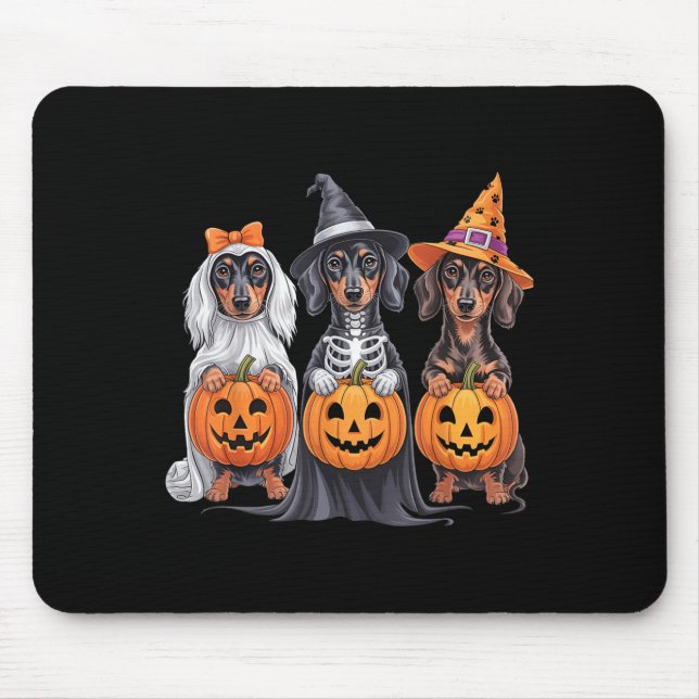 Tapis De Souris Funny Dachshund Halloween Citrouille Weenie Chien  (Devant)
