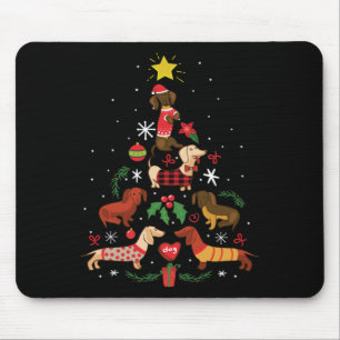 Tapis De Souris Funny Dachshund sapin de Noël