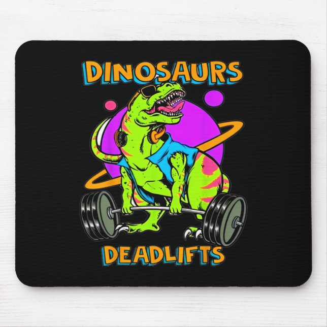 Tapis De Souris Funny Dinosaurs And Deadlifts Weightlifting Bodybu (Devant)