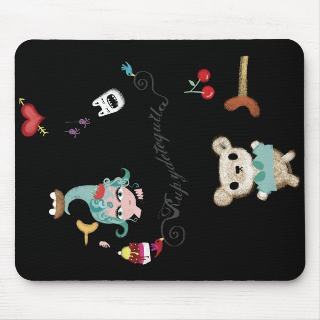 Tapis De Souris Funny Doll ours monstre hurler de cerises osseux d (Devant)