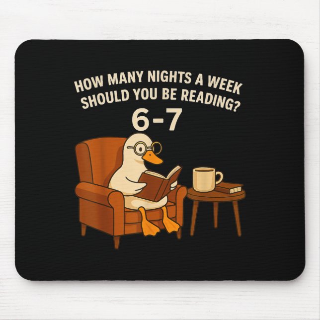 Tapis De Souris Funny Duck Reading Book 67 Six Seven Meme  (Devant)