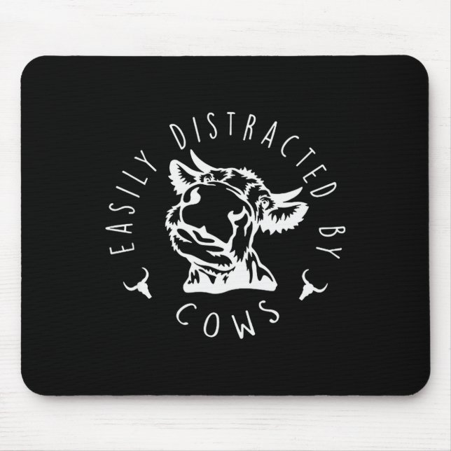 Tapis De Souris Funny Easily Distracted By Cows Design  (Devant)