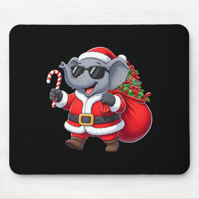 Tapis De Souris Funny Elephant Christmas Santa Outfit Xmas Boys Gi (Devant)