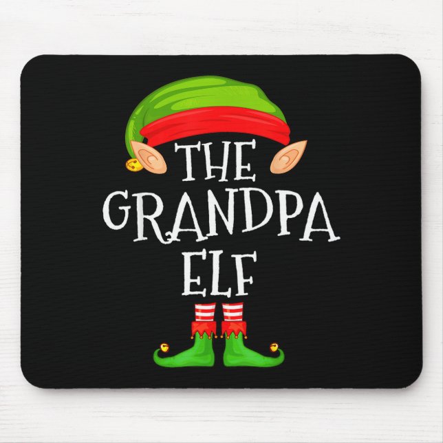 Tapis De Souris Funny Elf Family Christmas Grandpa Elf Sweater Mat (Devant)