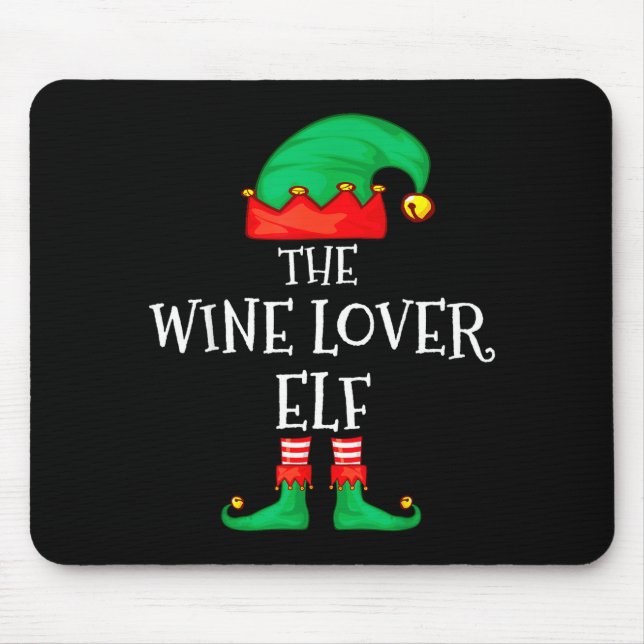 Tapis De Souris Funny Elf Family Christmas The Wine Lover Elf Men  (Devant)