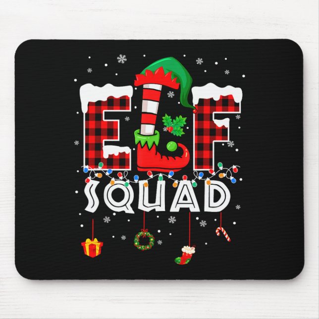 Tapis De Souris Funny Elf Squad Christmas Family Matching Pajamas  (Devant)