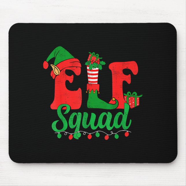 Tapis De Souris Funny Elf Squad Santa Hat Family Matching Christma (Devant)