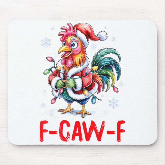 Tapis De Souris Funny F-caw-f Chicken Humor Santa Rooster Christma (Devant)