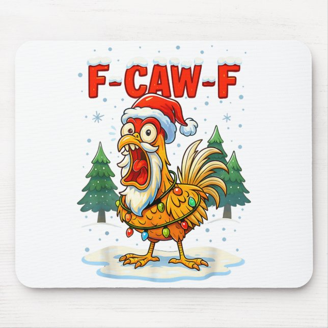 Tapis De Souris Funny F-caw-f Christmas Chicken Xmas Lights Santa  (Devant)