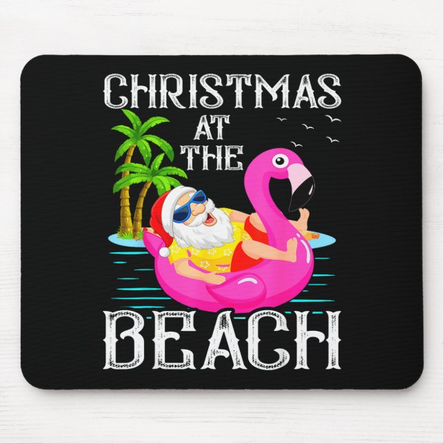 Tapis De Souris Funny Flamingo Float Santa Claus Christmas At The  (Devant)