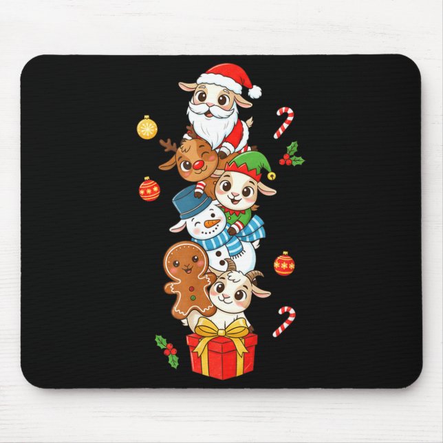 Tapis De Souris Funny Goat Santa Elf Snowman Christmas Womens Mens (Devant)