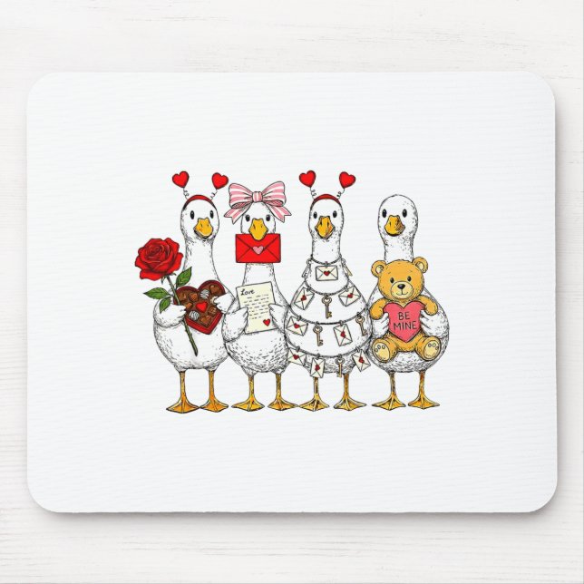 Tapis De Souris Funny Goose Happy Valentine Goose Cute Heart Lover (Devant)