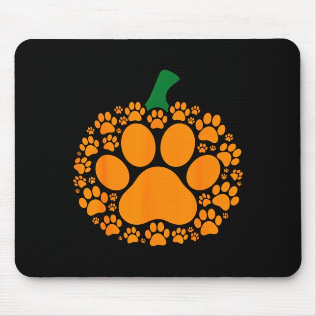Tapis De Souris Funny Halloween Pumpkin Paw Print Dog Lover Cat  (Devant)