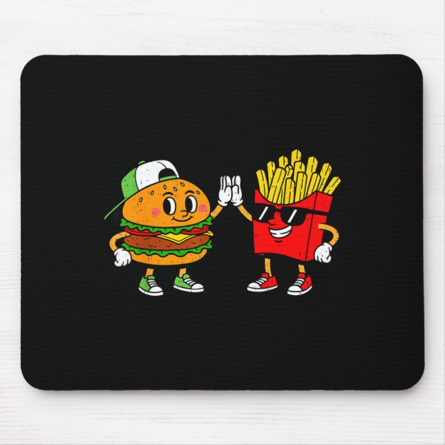 Tapis De Souris Funny Hamburger French Fries Combo Snacks Fast Foo (Devant)