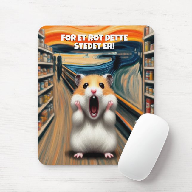 Tapis De Souris Funny Hamster hurle dans le style d'Edvard Munch (Avec souris)