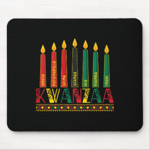 Tapis De Souris Funny Happy Kwanzaa Kinara Principes bougies Pan