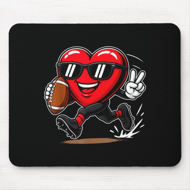 Tapis De Souris Funny Heart Playing Football Srts Lover Valentine  (Devant)