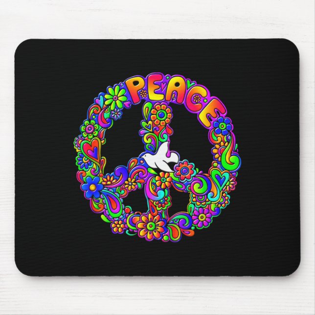 Tapis De Souris Funny Hipe Flower Wer Peace Sign Tee  (Devant)